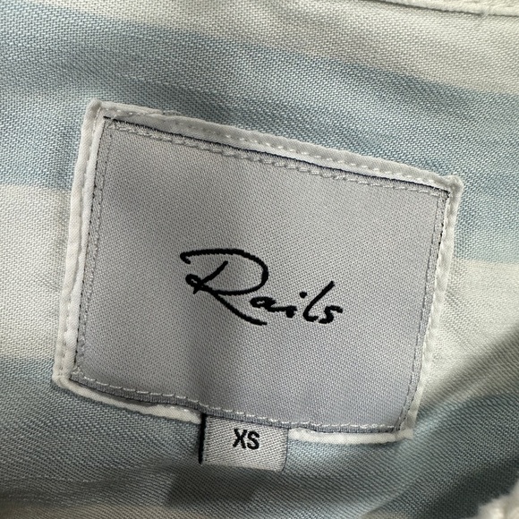 Rails Women's Blue White Uli Block Stripe‎ LS popover lyocell  shirt sz XS READ - Picture 2 of 7